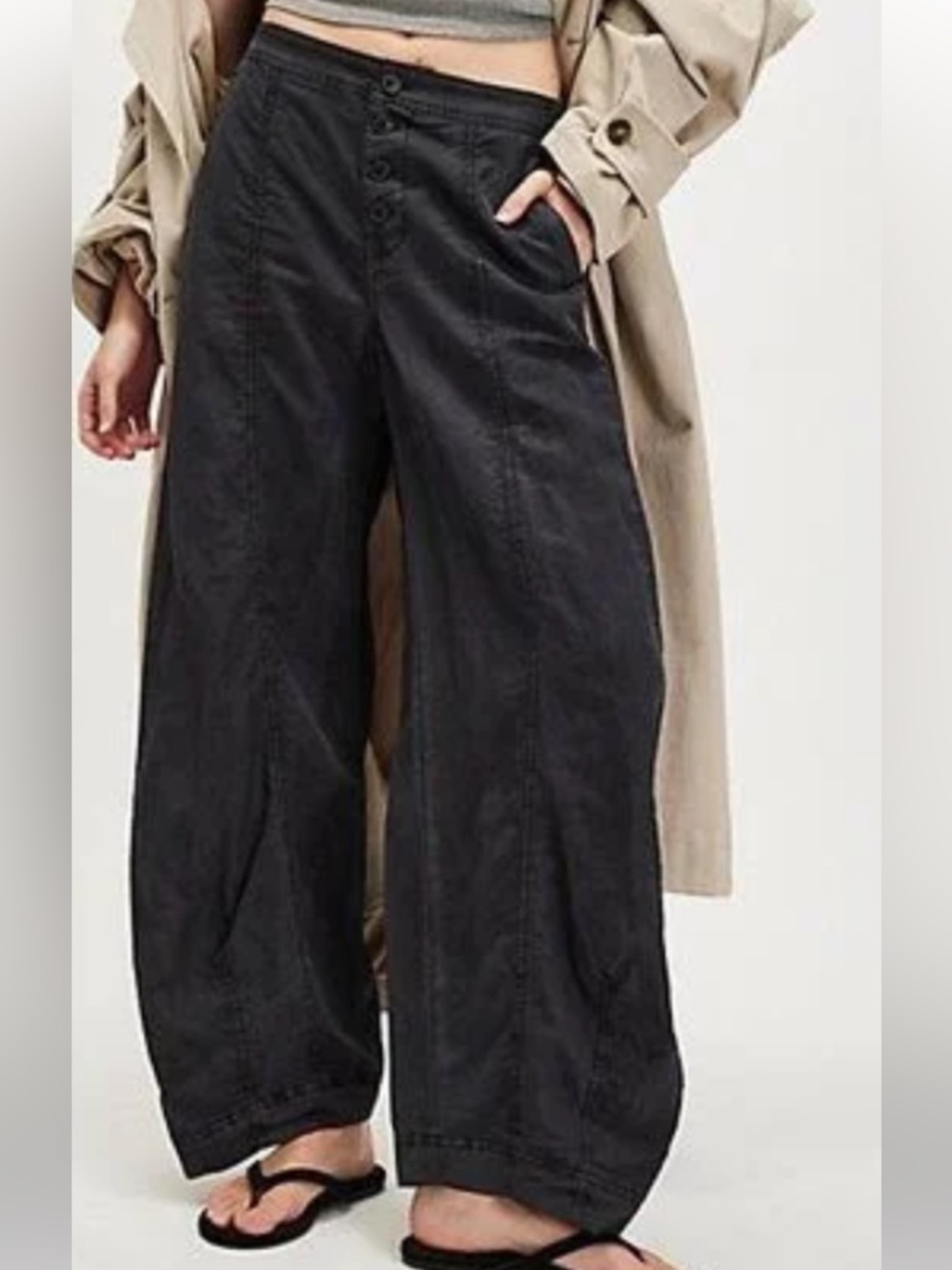 Free People Black Wide-Leg pants